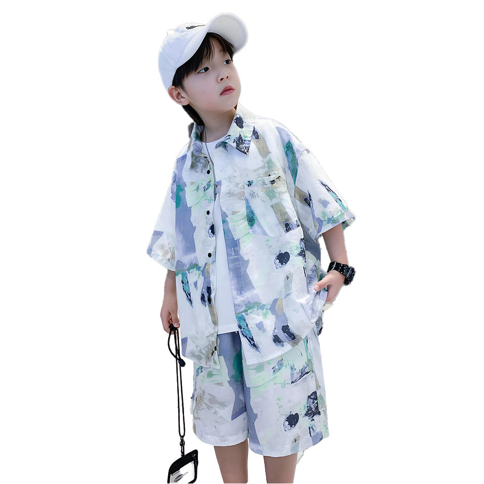 Boys Printed Shirt with Shorts