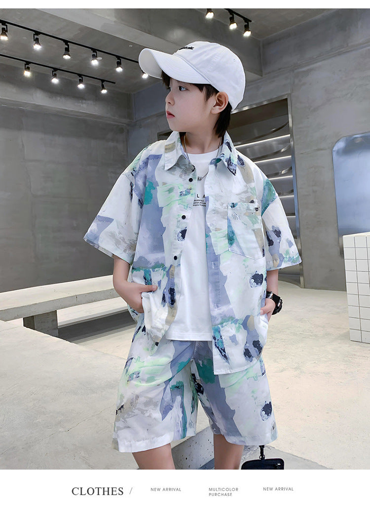 Boys Printed Shirt with Shorts
