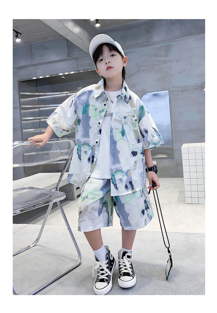 Boys Printed Shirt with Shorts