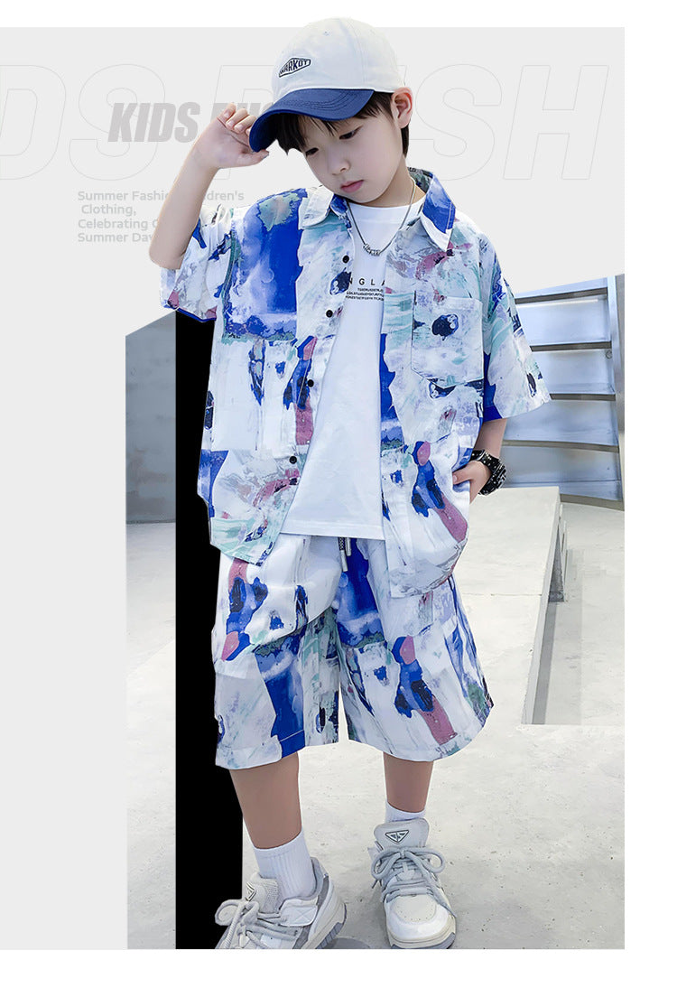 Boys Printed Shirt with Shorts