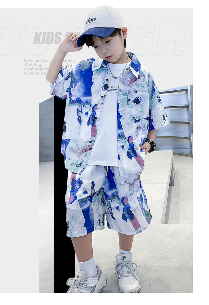 Boys Printed Shirt with Shorts