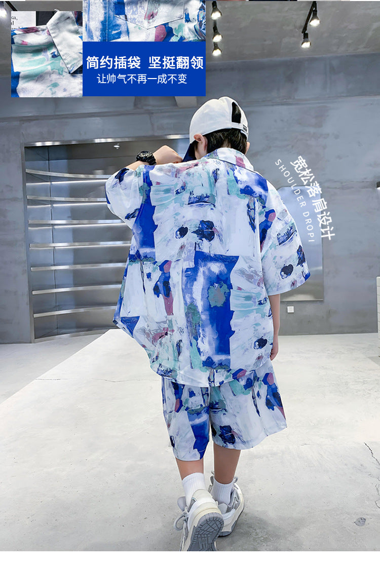 Boys Printed Shirt with Shorts