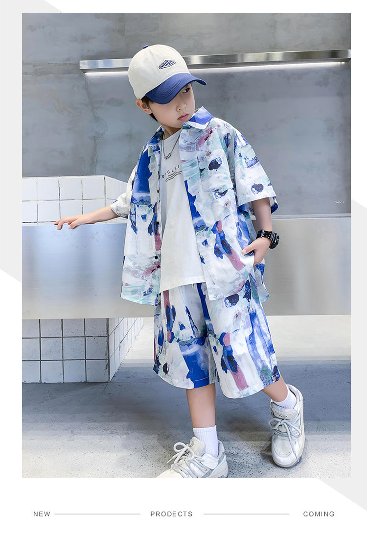 Boys Printed Shirt with Shorts