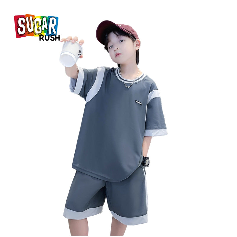 Boys Solid T-shirt and Shorts Set