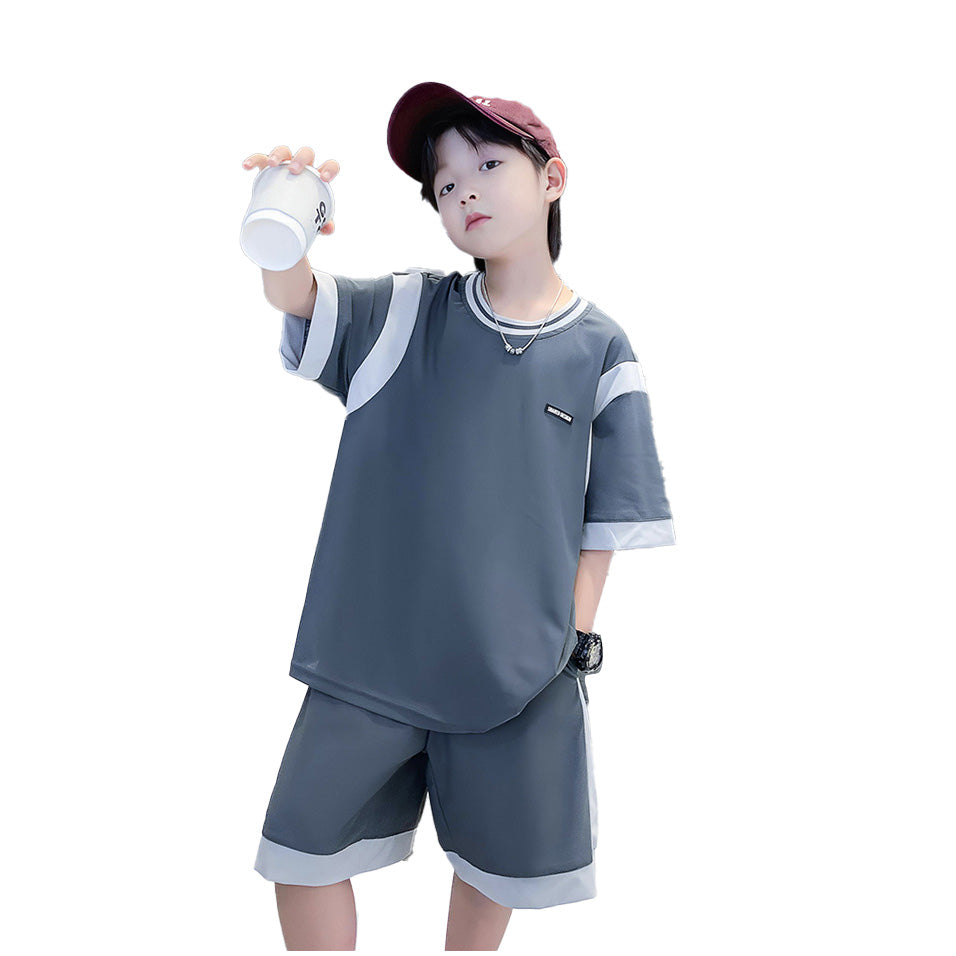 Boys Solid T-shirt and Shorts Set
