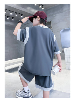 Boys Solid T-shirt and Shorts Set