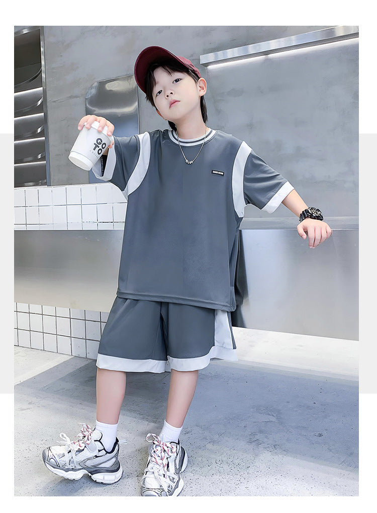 Boys Solid T-shirt and Shorts Set