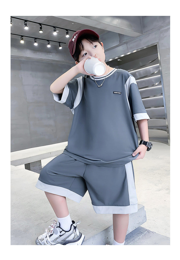 Boys Solid T-shirt and Shorts Set