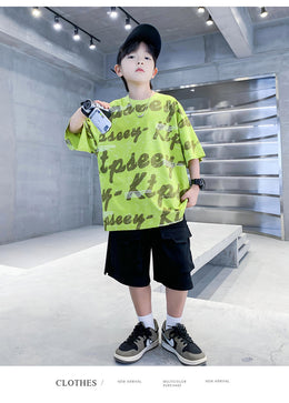 Boys Printed T-shirt with Shorts