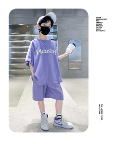 Boys Round Neck Short Sleeves Printed Top with Shorts