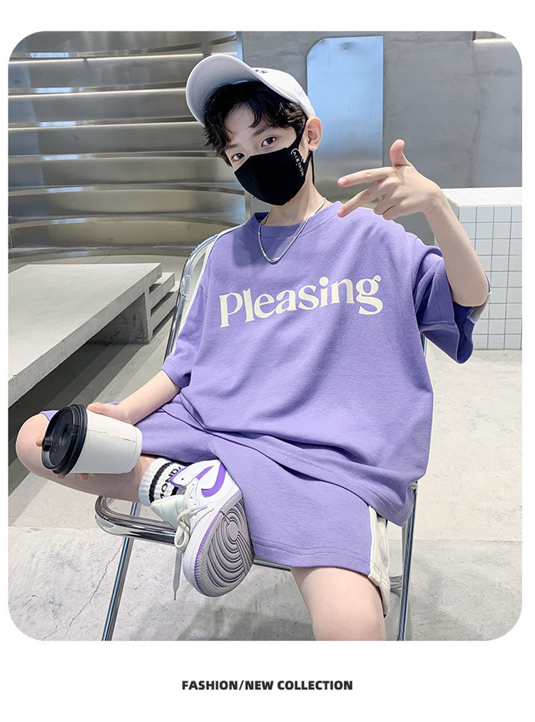 Boys Round Neck Short Sleeves Printed Top with Shorts