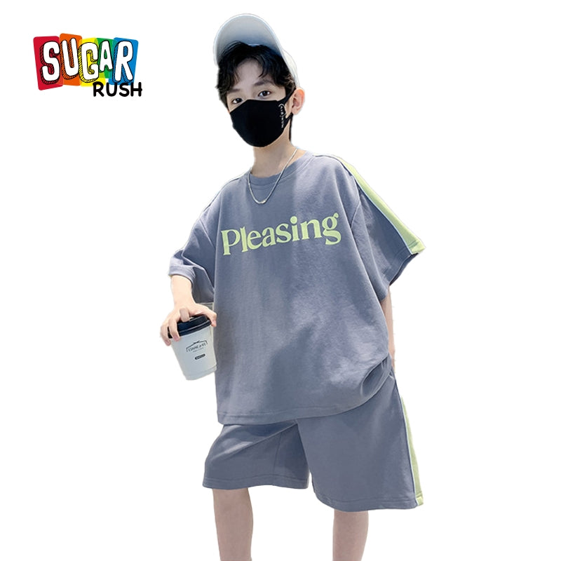 Boys Round Neck Printed Top with Shorts