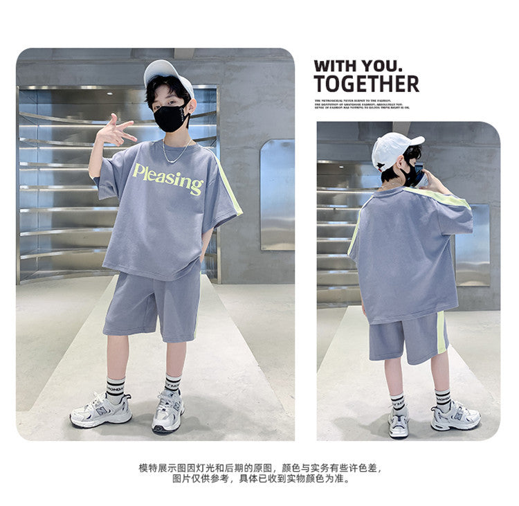 Boys Round Neck Printed Top with Shorts