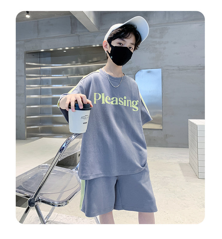Boys Round Neck Printed Top with Shorts
