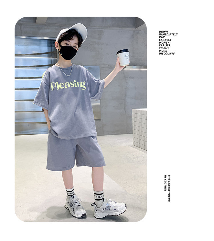 Boys Round Neck Printed Top with Shorts