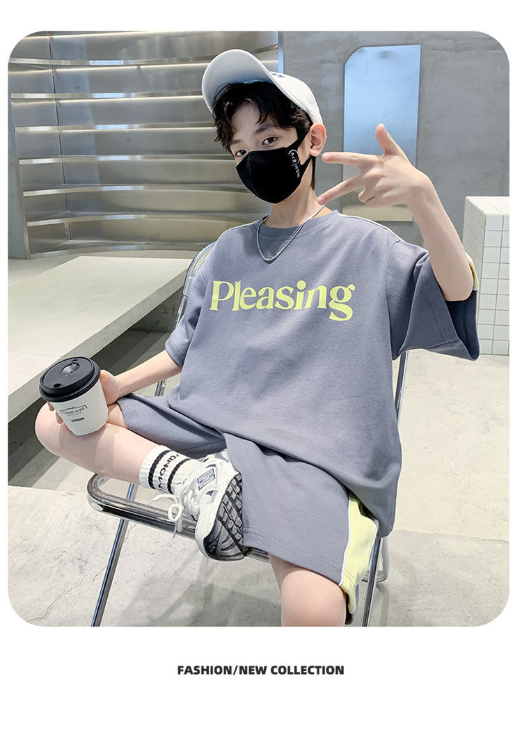 Boys Round Neck Printed Top with Shorts
