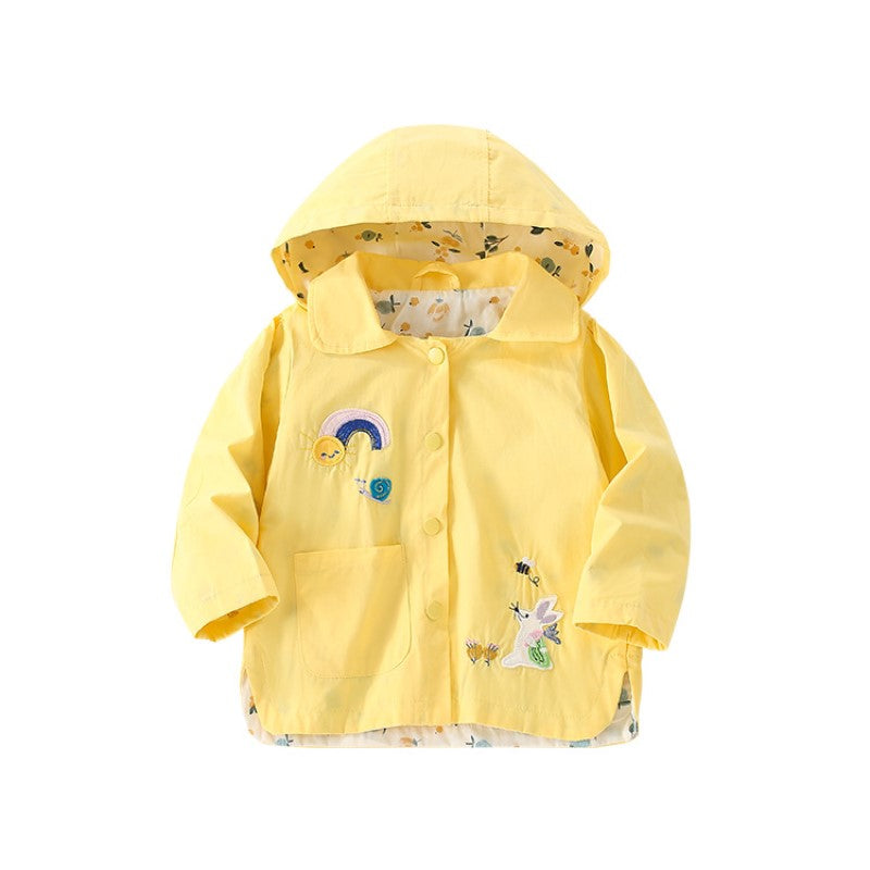 Girls Floral Lightweight Outdoor Bomber with Patchwork Jacket