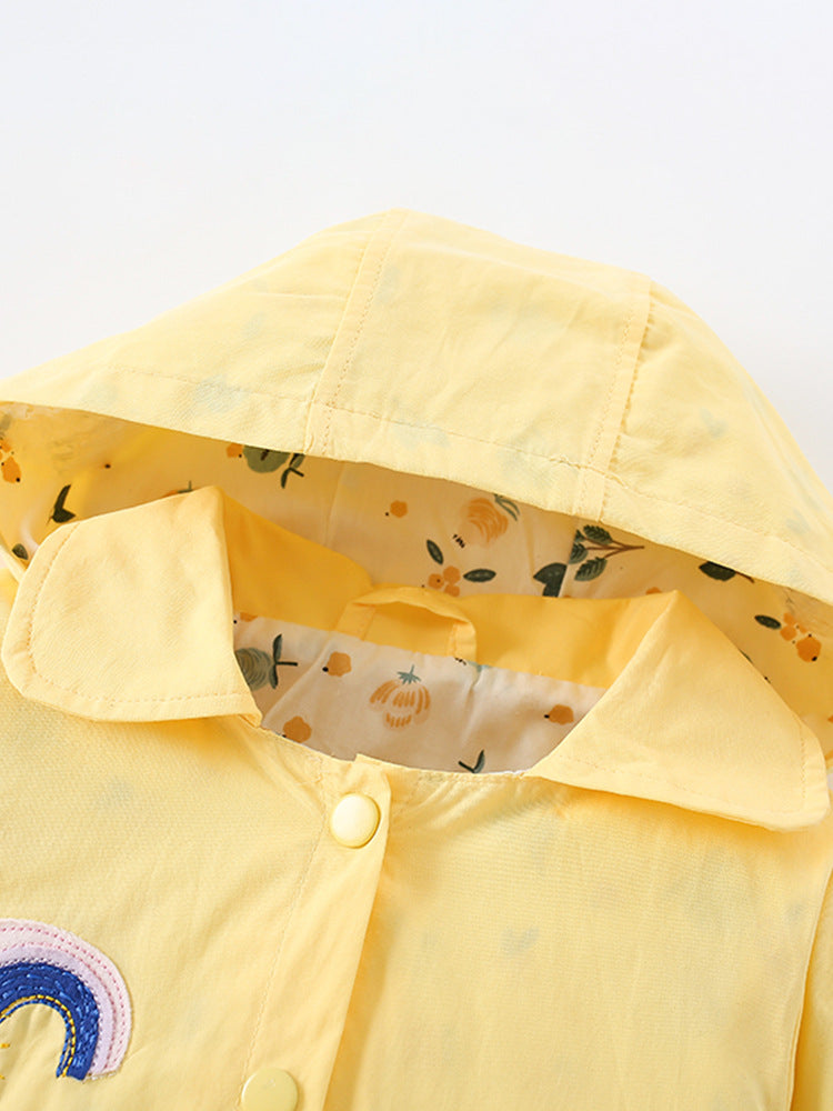 Girls Floral Lightweight Outdoor Bomber with Patchwork Jacket