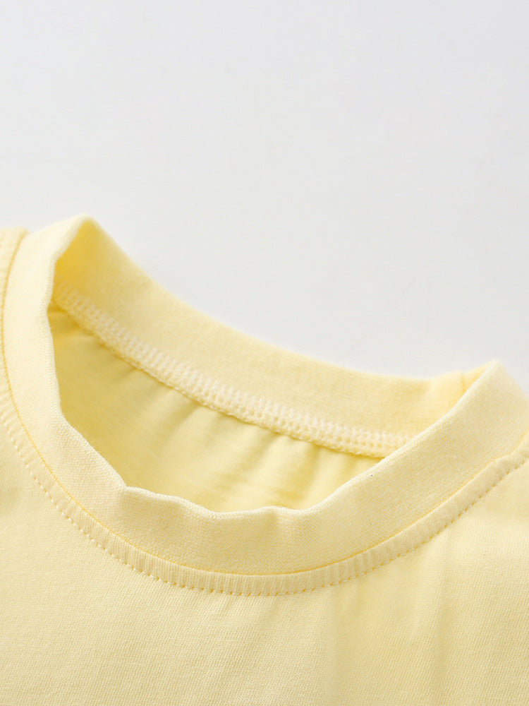 Boys Yellow & Sea Green Round Neck Printed Top with Shorts