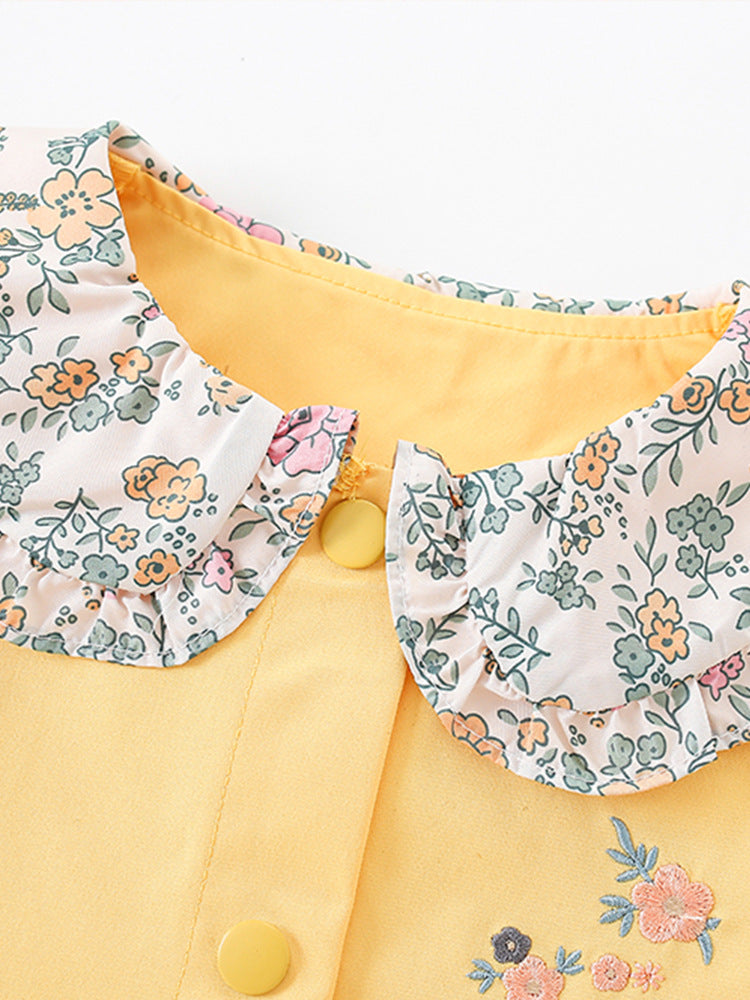 Girls Floral Printed Lightweight Cotton Tailored Jacket