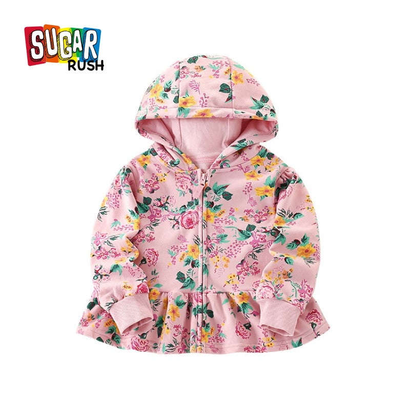 Girls Floral Lightweight Outdoor Puffer Jacket