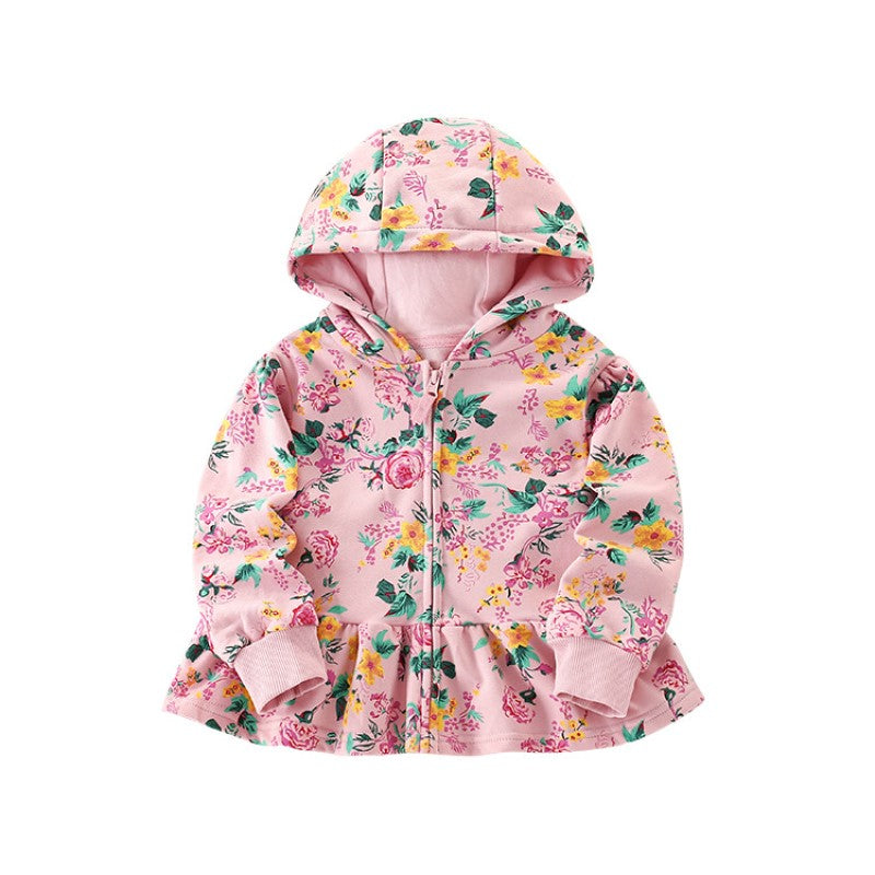 Girls Floral Lightweight Outdoor Puffer Jacket