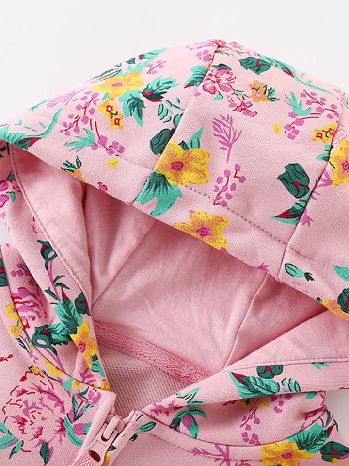 Girls Floral Lightweight Outdoor Puffer Jacket