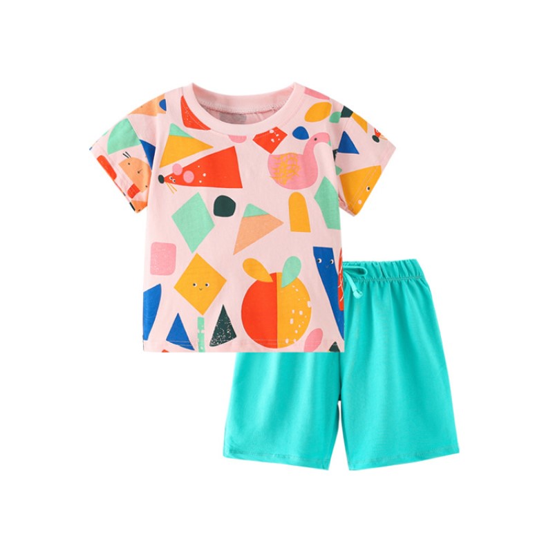 Girls Printed Pure Cotton  Top With Shorts