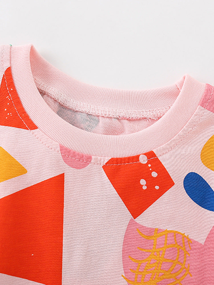 Girls Printed Pure Cotton  Top With Shorts