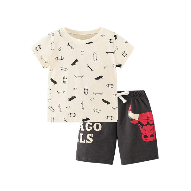 Boys Printed T-shirt with Shorts