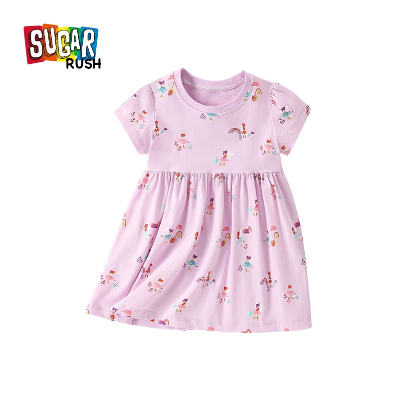 Girls Floral Print Fit & Flare Dress