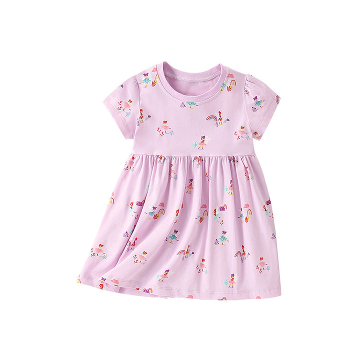 Girls Floral Print Fit & Flare Dress