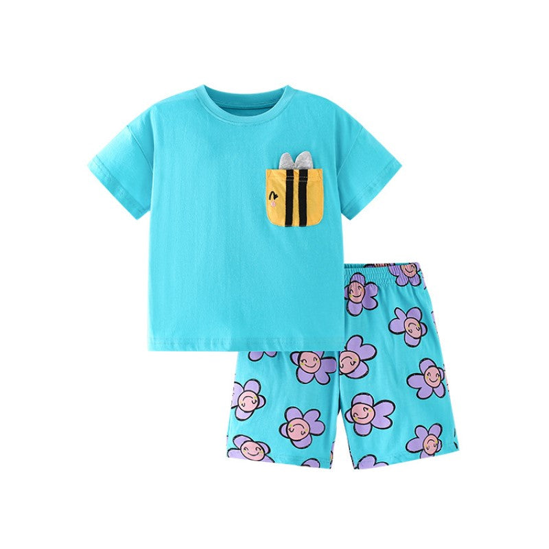 Girls Printed Pure Cotton T-shirt With Shorts