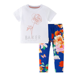 Girls Printed Pure Cotton T-shirt With Leggings