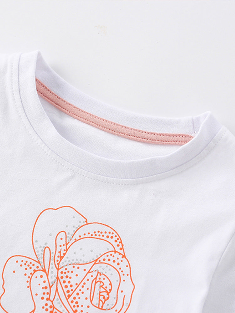 Girls Printed Pure Cotton T-shirt With Leggings