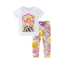 Girls Pure Cotton Printed T-shirt With Pyjamas
