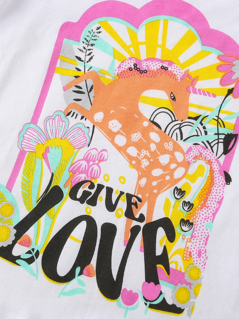 Girls Pure Cotton Printed T-shirt With Pyjamas