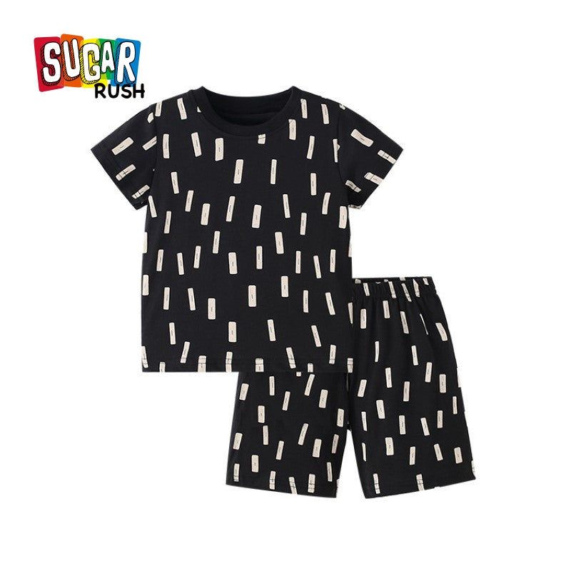 Boys Printed Short Sleeves Round Neck T-shirt with Shorts