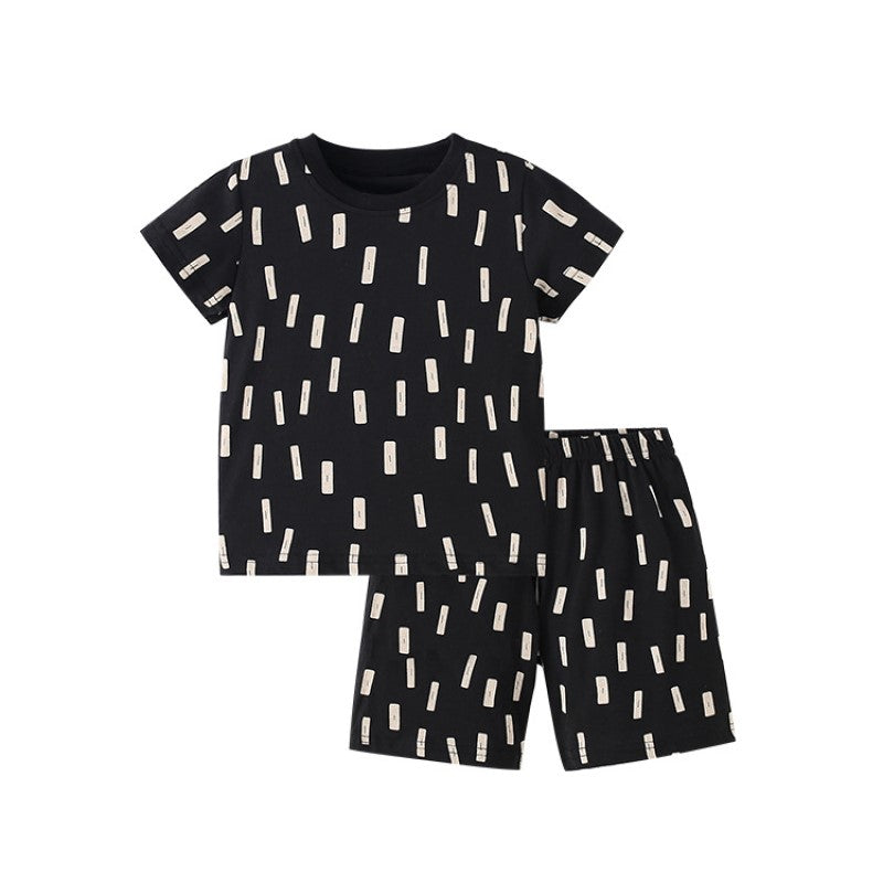 Boys Printed Short Sleeves Round Neck T-shirt with Shorts