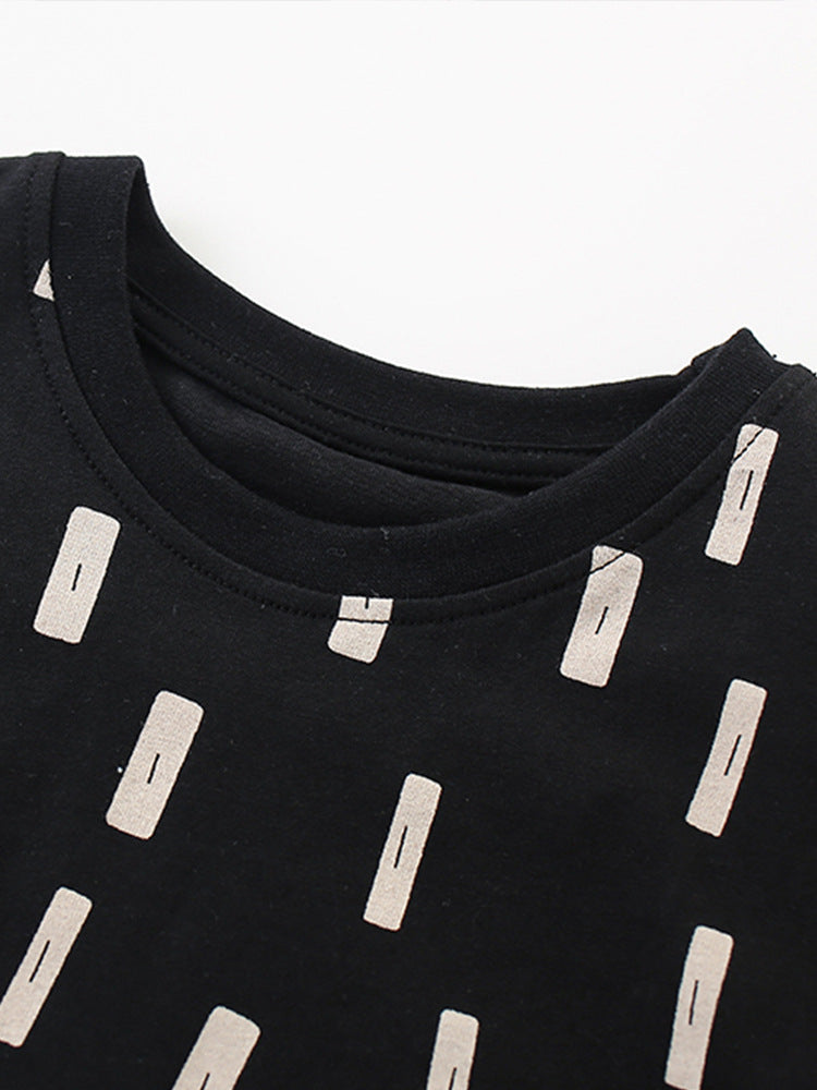 Boys Printed Short Sleeves Round Neck T-shirt with Shorts