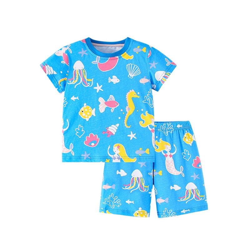 Girls Printed Pure Cotton T-shirt With Shorts
