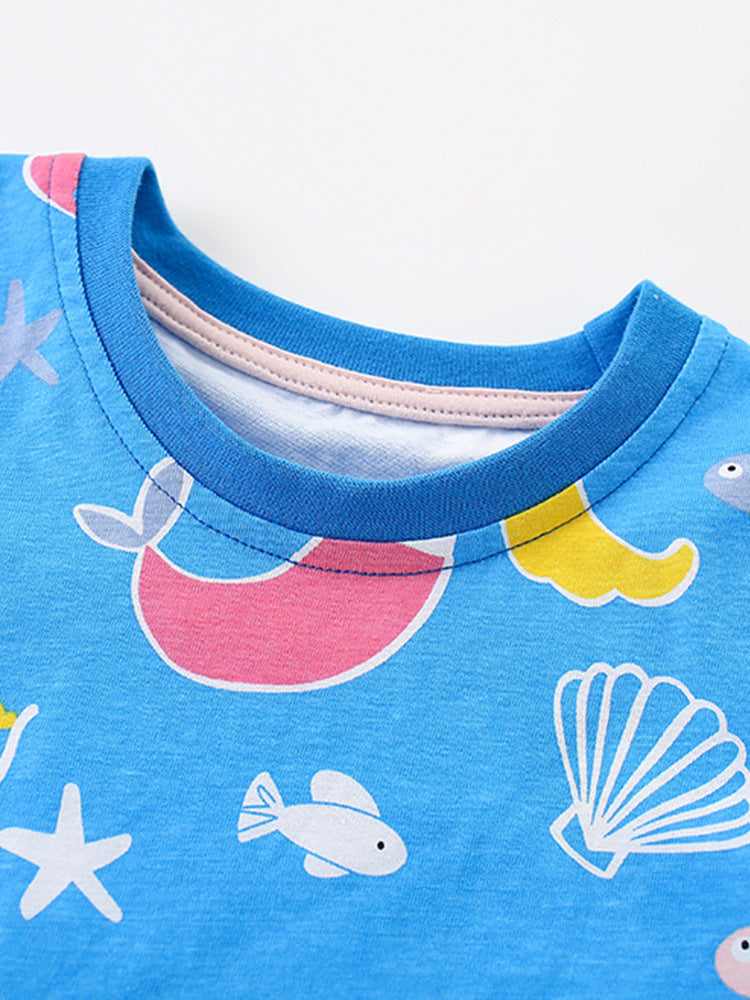 Girls Printed Pure Cotton T-shirt With Shorts