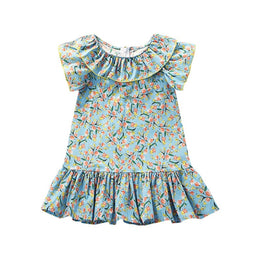 Blue Floral Printed Cotton Dress