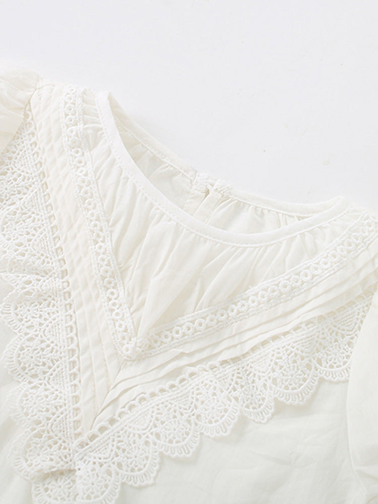 Girls White & Yellow Printed Top with Skirt