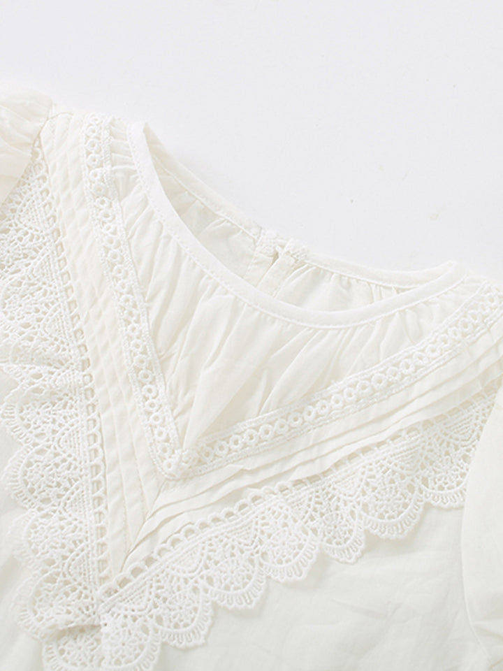 Girls White & Yellow Printed Top with Skirt