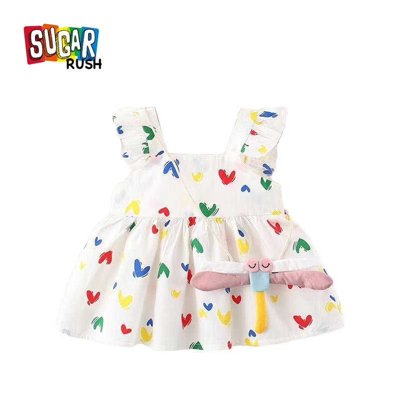 Girls Print Sleeveless Fit and Flare Dress