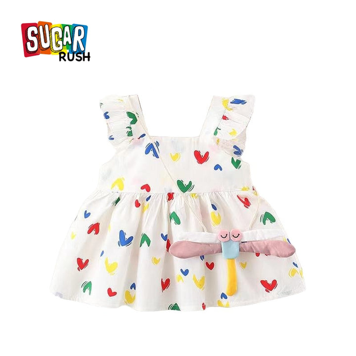 Girls Print Sleeveless Fit and Flare Dress