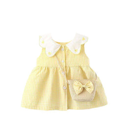 Girls Checked Georgette Fit & Flare Dress
