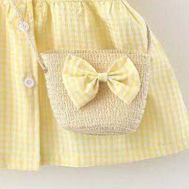 Girls Checked Georgette Fit & Flare Dress