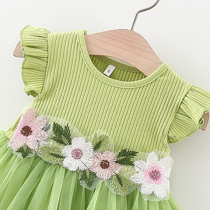 Flutter Sleeve Georgette Fit & Flare Dress